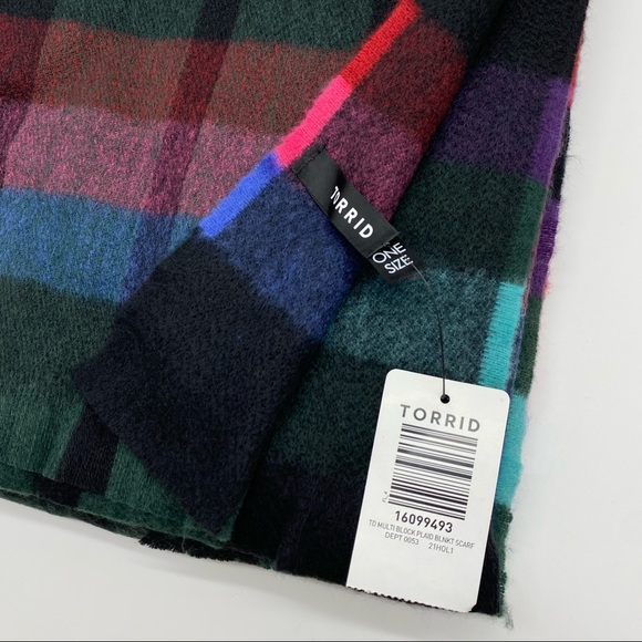 Torrid Women’s Plus Size Multi Color Block Plaid Blanket Scarf - Picture 6 of 6